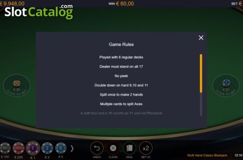 Οθόνη6. Multi Hand Classic 6 Deck Blackjack Κουλοχέρης