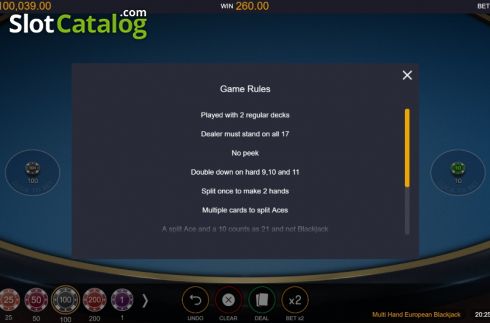 Οθόνη6. European Blackjack MH (Switch studios) Κουλοχέρης
