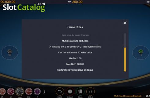 Οθόνη7. European Blackjack MH (Switch studios) Κουλοχέρης