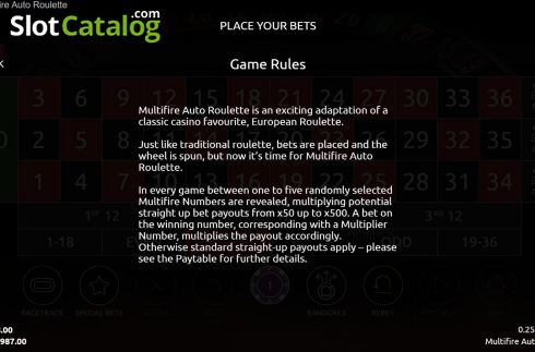 Οθόνη9. Multifire Auto Roulette Κουλοχέρης