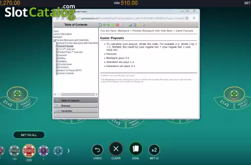 Οθόνη4. Premier Blackjack with Side Bets Κουλοχέρης