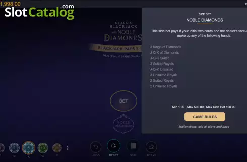 Οθόνη5. Classic Blackjack with Noble Diamonds Κουλοχέρης