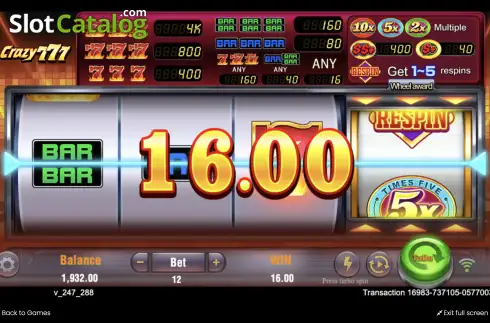 Οθόνη3. Crazy 777 (TaDa Gaming) Κουλοχέρης