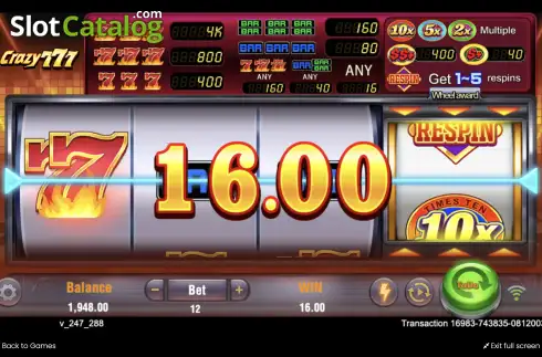 Οθόνη5. Crazy 777 (TaDa Gaming) Κουλοχέρης