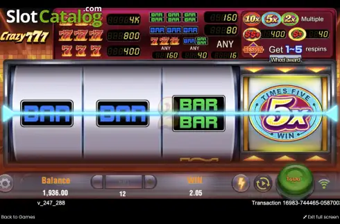 Οθόνη6. Crazy 777 (TaDa Gaming) Κουλοχέρης