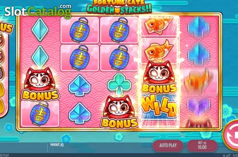 Οθόνη4. Fortune Cats Golden Stacks Κουλοχέρης