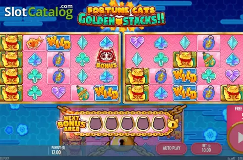 Οθόνη9. Fortune Cats Golden Stacks Κουλοχέρης