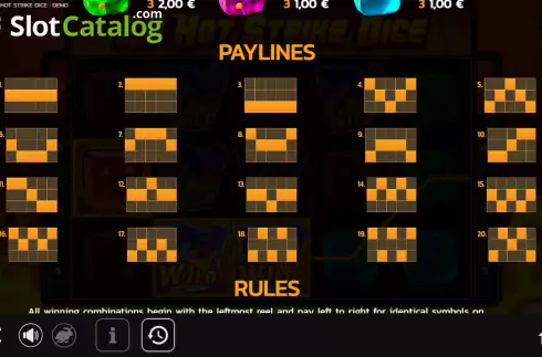 Οθόνη6. 20 Hot Strike Dice Κουλοχέρης