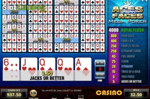 Οθόνη4. Aces & Faces Mega Poker Κουλοχέρης 