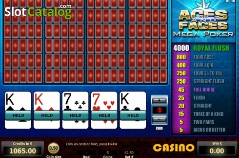 Οθόνη5. Aces & Faces Mega Poker Κουλοχέρης 