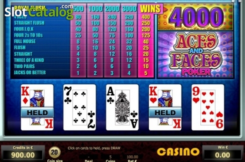 Οθόνη3. Aces and Faces Poker (Tom Horn Gaming) Κουλοχέρης