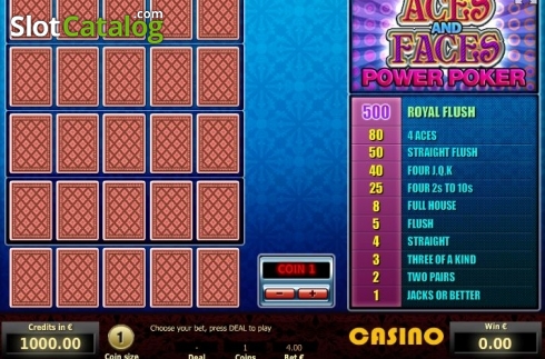 Οθόνη2. Aces and Faces 4 Hand Poker Κουλοχέρης