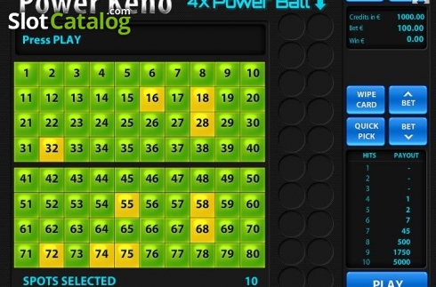 Οθόνη3. Power Keno (Tom Horn Gaming) Κουλοχέρης