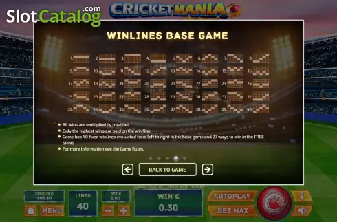 Οθόνη8. Cricket Mania Κουλοχέρης