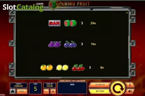 Οθόνη7. Flaming Fruit (Tom Horn Gaming) Κουλοχέρης