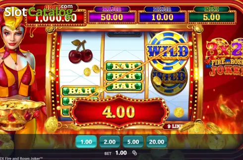 Οθόνη3. 3x 2x Fire and Roses Joker Κουλοχέρης