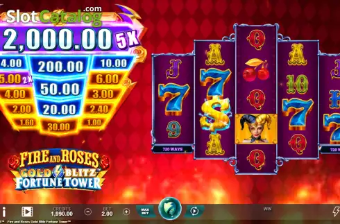 Οθόνη2. Fire and Roses Gold Blitz Fortune Tower Κουλοχέρης