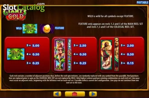Πίνακας πληρωμών 1. Giant's Gold (WMS) Κουλοχέρης