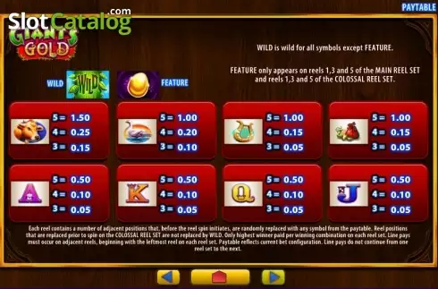 Πίνακας πληρωμών 2. Giant's Gold (WMS) Κουλοχέρης