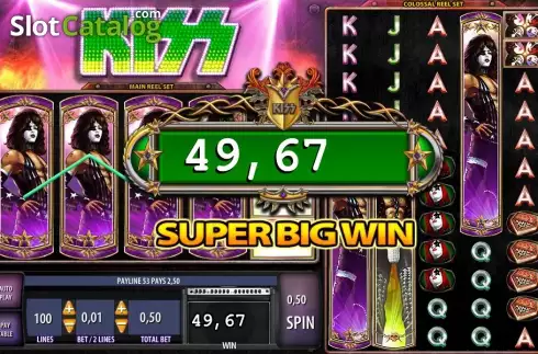 Super Win οθόνη. KISS: Shout it Out Loud! Κουλοχέρης