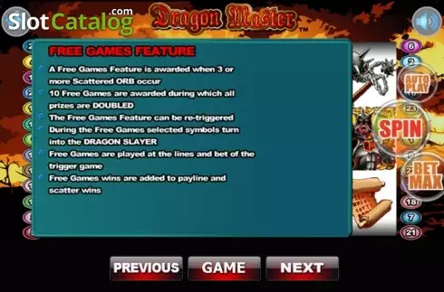 Πίνακας πληρωμών 3. Dragon Master (Wager Gaming) Κουλοχέρης