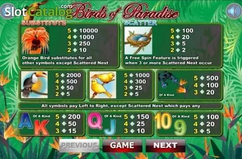 Οθόνη2. Birds Of Paradise (Wager Gaming) Κουλοχέρης 
