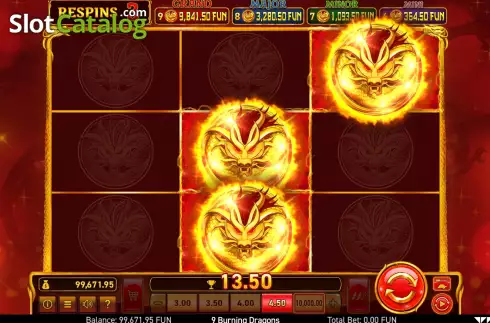 Οθόνη9. 9 Burning Dragons Κουλοχέρης