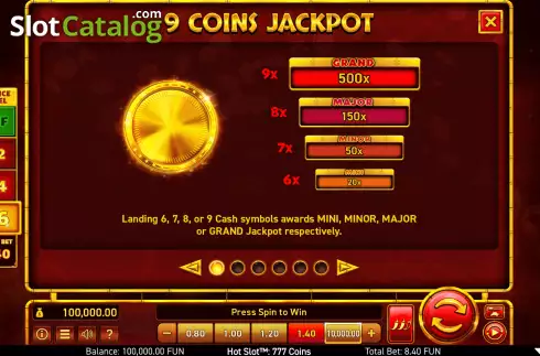 Οθόνη9. Hot Slot: 777 Coins Κουλοχέρης