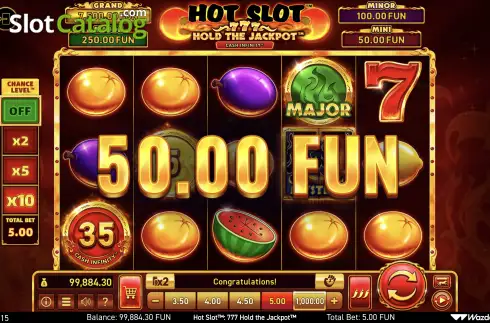 Οθόνη5. Hot Slot: 777 Hold the Jackpot Κουλοχέρης 