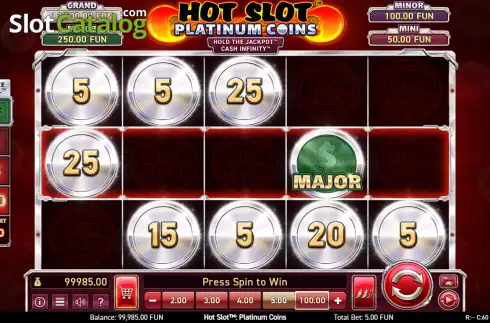 Οθόνη2. Hot Slot Platinum Coins Κουλοχέρης