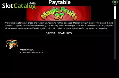 Οθόνη5. Magic Fruits 27 Κουλοχέρης