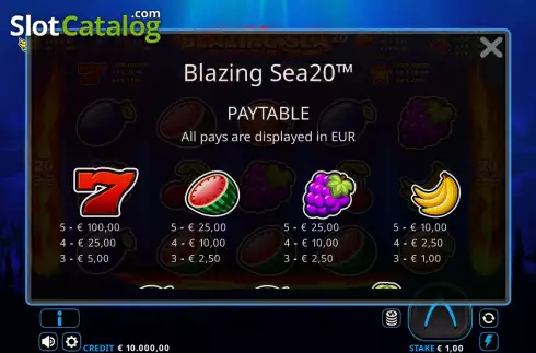Οθόνη6. Blazing Sea 20 Κουλοχέρης