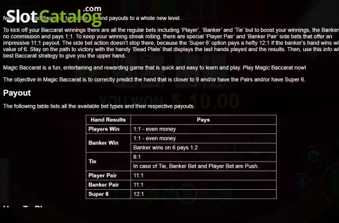 Οθόνη4. Magic Baccarat Κουλοχέρης