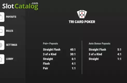 Οθόνη6. Tri Card Poker (Woohoo) Κουλοχέρης