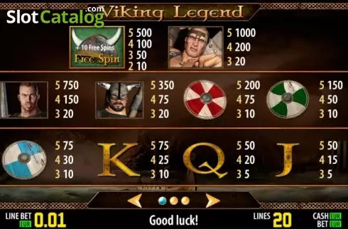 Πίνακας πληρωμών 1. Viking Legend HD Κουλοχέρης 