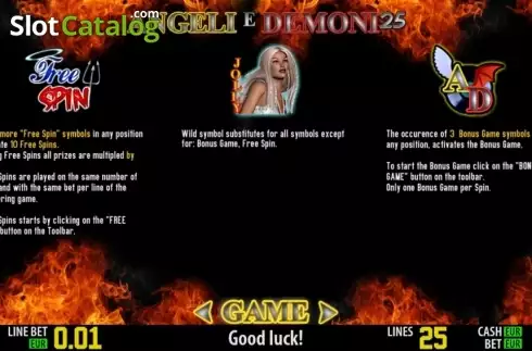 Πίνακας πληρωμών 2. Angeli e Demoni25 HD Κουλοχέρης