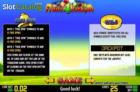 Πίνακας πληρωμών 2. Fruits 4 Jackpot HD Κουλοχέρης