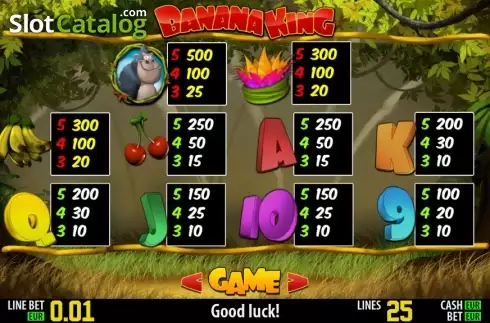 Πίνακας πληρωμών 1. Banana King HD Κουλοχέρης