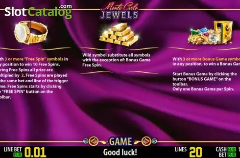 Πίνακας πληρωμών 2. Monte Carlo Jewels HD Κουλοχέρης