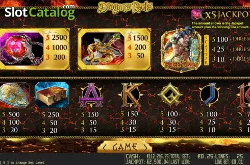 Πίνακας πληρωμών 1. Dragon's Reels HD Κουλοχέρης