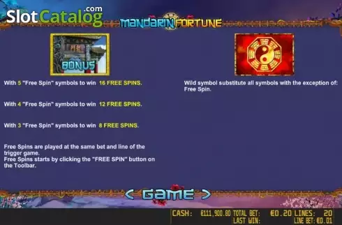 Πίνακας πληρωμών 2. Mandarin Fortune HD Κουλοχέρης
