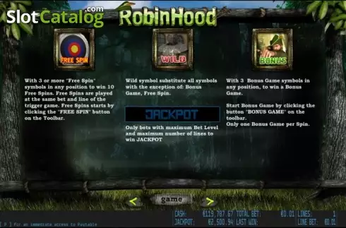 Πίνακας πληρωμών 2. Robin Hood HD Κουλοχέρης