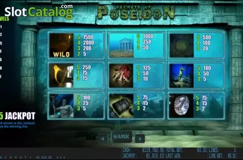 Πίνακας πληρωμών 1. Secrets of Poseidon HD Κουλοχέρης