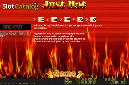 Πίνακας πληρωμών 2. Just Hot HD Κουλοχέρης