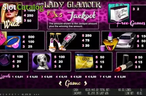 Πίνακας πληρωμών 1. Lady Glamour HD Κουλοχέρης