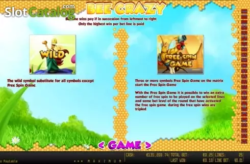Πίνακας πληρωμών 2. Bee Crazy HD Κουλοχέρης