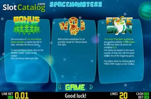 Πίνακας πληρωμών 2. Space Monsters HD Κουλοχέρης