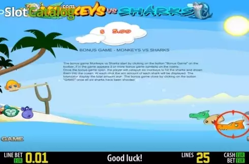 Πίνακας πληρωμών 3. Monkeys vs Sharks HD Κουλοχέρης