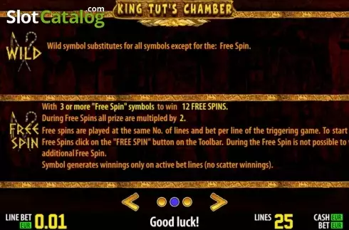 Πίνακας πληρωμών 2. King Tut's Chamber HD Κουλοχέρης