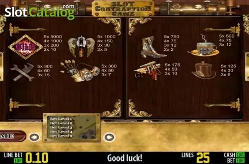 Πίνακας πληρωμών. Contraption Game HD Κουλοχέρης